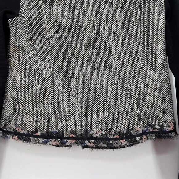 BCBGeneration Tweed Knit Sleeve Jacket Blazer S Black White Floral Trim - Picture 6 of 10